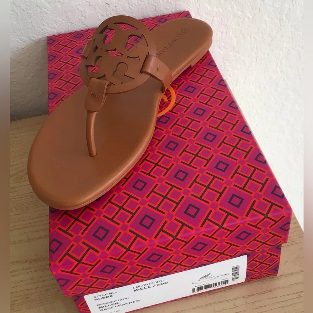 Tory Burch Miller Leather Sandals-New In Box With Dust Bag - Picture 1 of 14